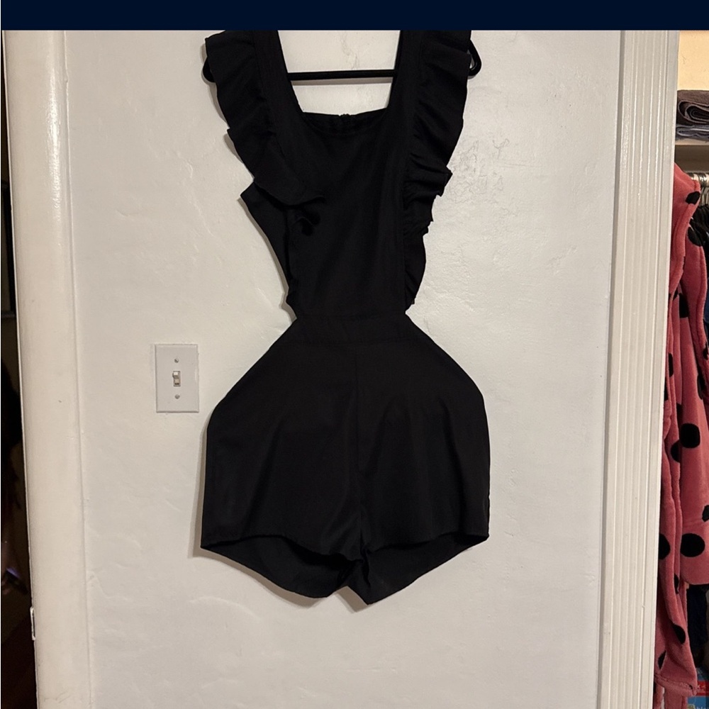 Black Ruffled Romper